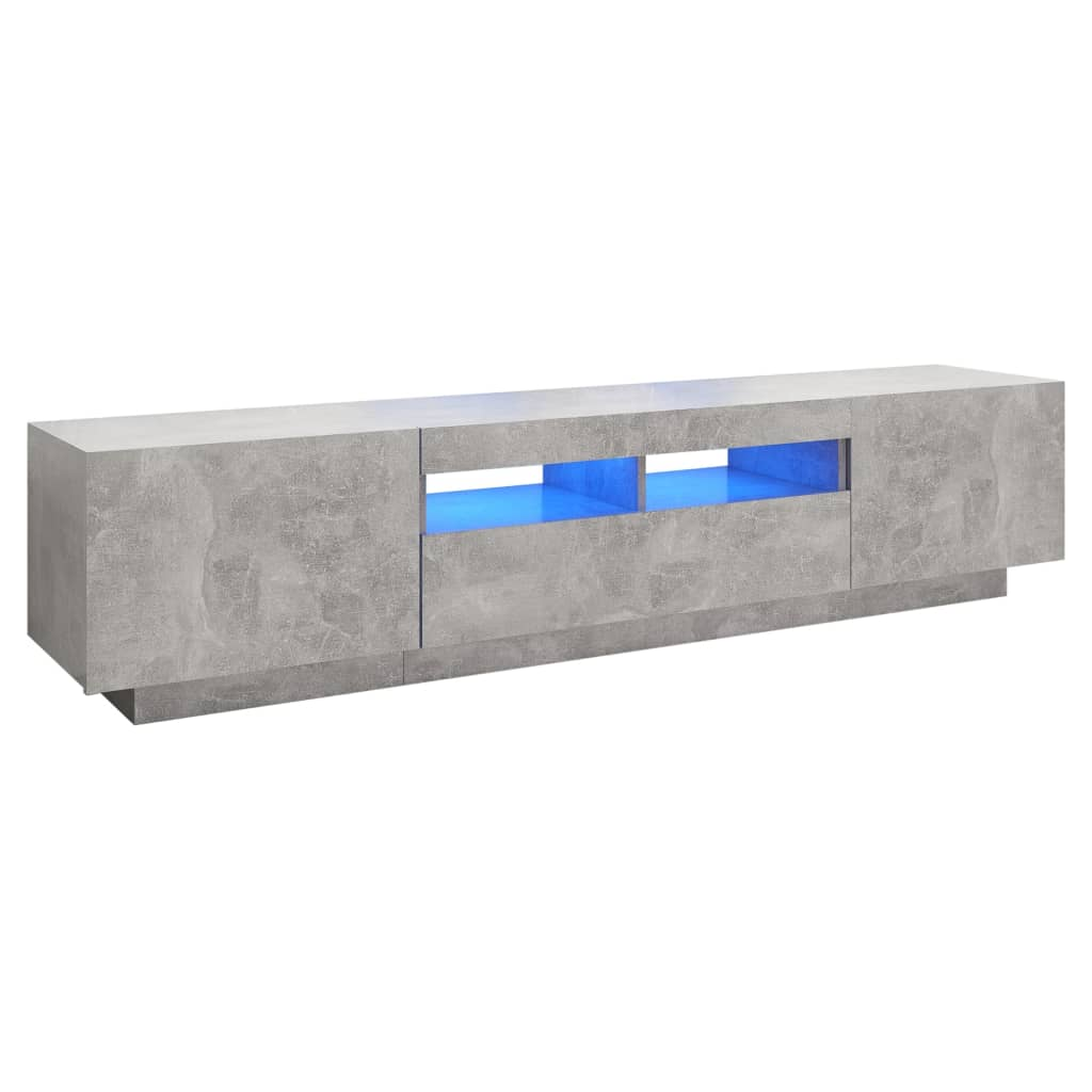 betonszürke TV-szekrény LED-lámpákkal 180 x 35 x 40 cm (3081901)