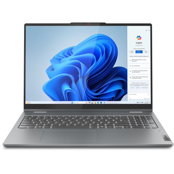 Lenovo IdeaPad 5 2-in-1 16AHP9 AMD Ryzen™ 7 8845HS Hybride (2-in-1) 40,6 cm (16") Touchscreen WUXGA 16 GB LPDDR5x-SDRAM 1 TB SSD Wi-Fi 6 (802.11ax) Windows 11 Home Grijs Engels