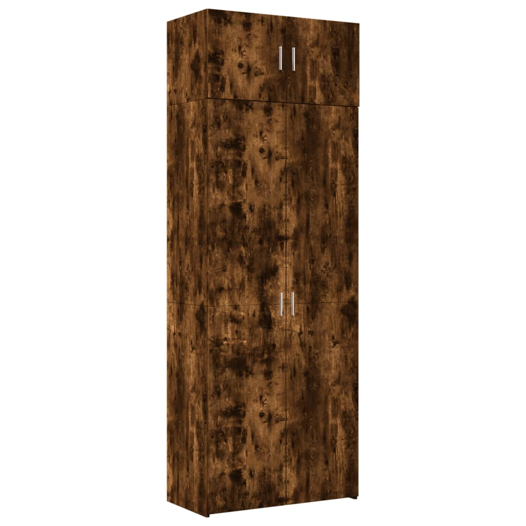 füstös tölgy színű szerelt fa tárolószekrény 80 x 42,5 x 225 cm (3281354)