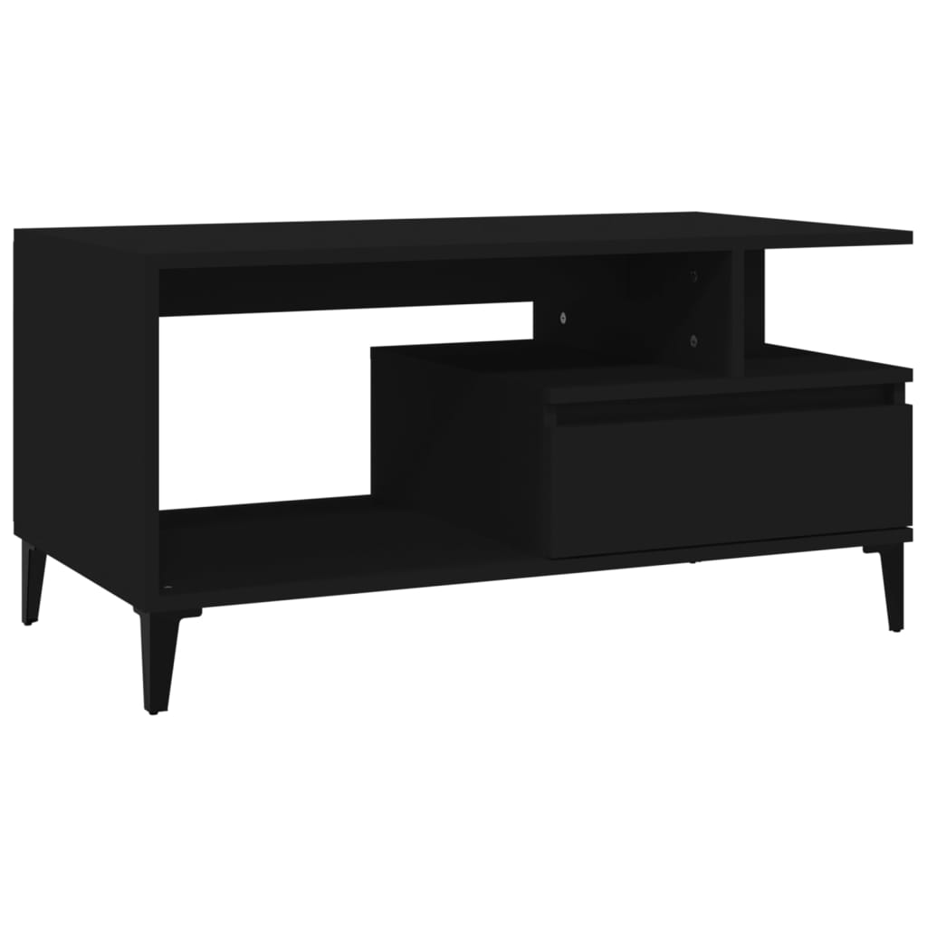 fekete szerelt fa dohányzóasztal 90 x 49 x 45 cm (819621)