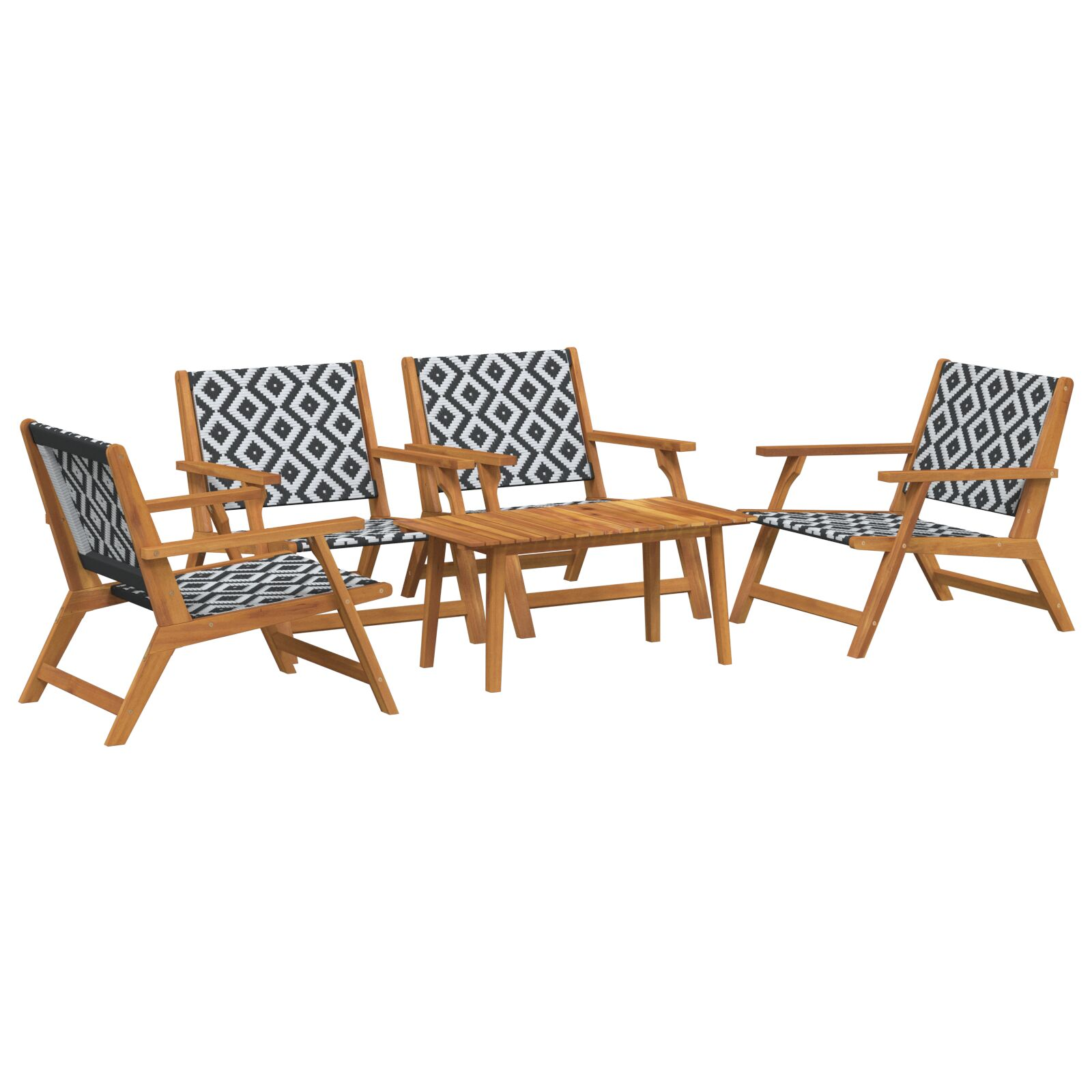 Kerti Székek Asztallal 5 db Fekete és Fehér Akácfából (3214468)