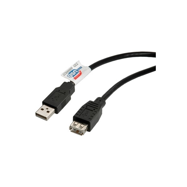 Kabel USB 2.0 A-A M/F černý 0,8m