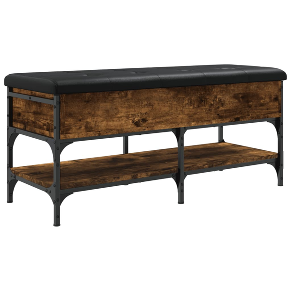 füstös tölgy színű szerelt fa cipőtároló pad 102 x 42 x 45 cm