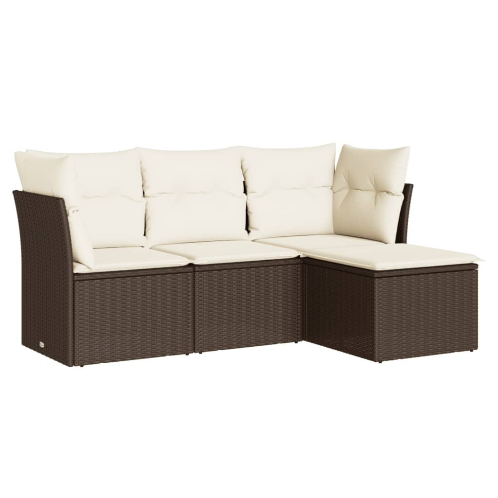 4 részes barna polyrattan kerti ülőgarnitúra párnákkal (3217543)