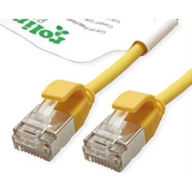 ROLINE GREEN U/FTP Patchkabel Cat.6A (Class EA), LSOH, slim, gelb, 0,3 m