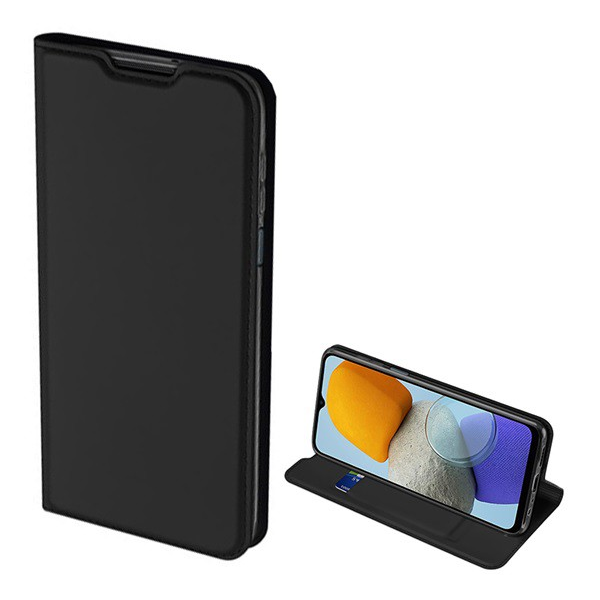 DUX DUCIS SKIN PRO tok álló, bőr hatású (FLIP, oldalra nyíló, bankkártya tartó, asztali tartó funkció) FEKETE [Samsung Galaxy M23 (SM-M236)] (5996591159829)