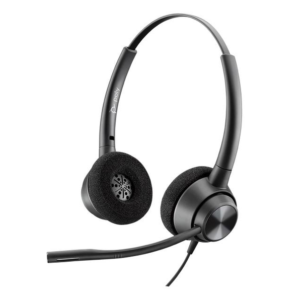 HP Poly EncorePro 320 with Quick Disconnect Binaural Headset TAA Auricolare Cablato A Padiglione Ufficio Nero