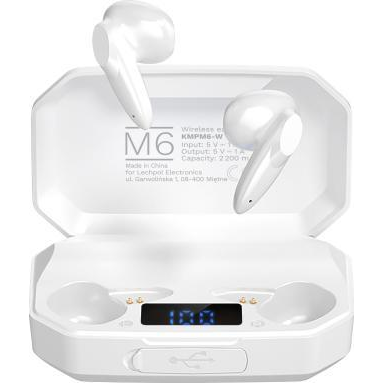 Vezeték nélküli in-ear fejhallgató power bankkal Kruger&Matz M6 - fehér színű (KMPM6-W)