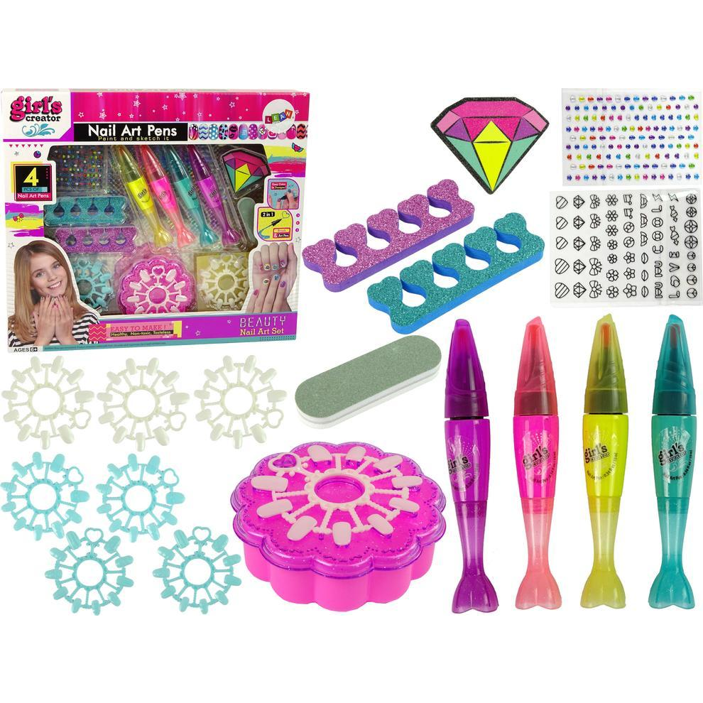 Körömfestő Készlet - Körömlakkokkal, Tollakkal, Színes Matricákkal (10502)