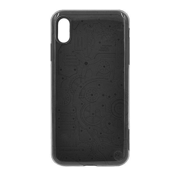 NILLKIN MACHINERY műanyag telefonvédő (szilikon keret, fogaskerék minta) FEKETE [Apple iPhone XS Max 6.5] (5996457799817)