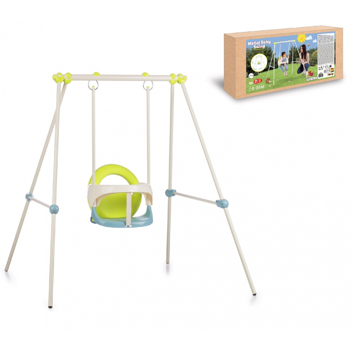 Smoby Kültéri Bébi hinta fémszerkezettel - Kék/Zöld (7600830304)