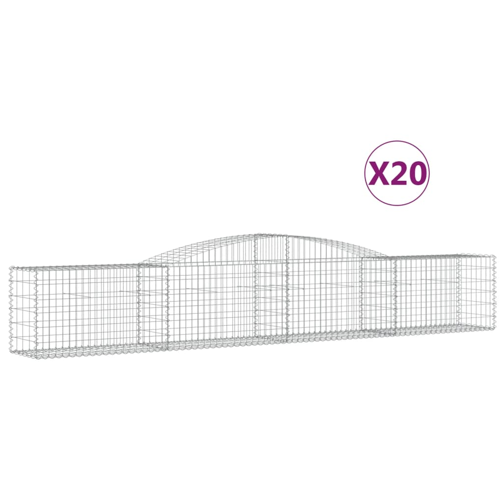 20 db íves horganyzott vas gabion kosár 400x50x60/80 cm (3146980)