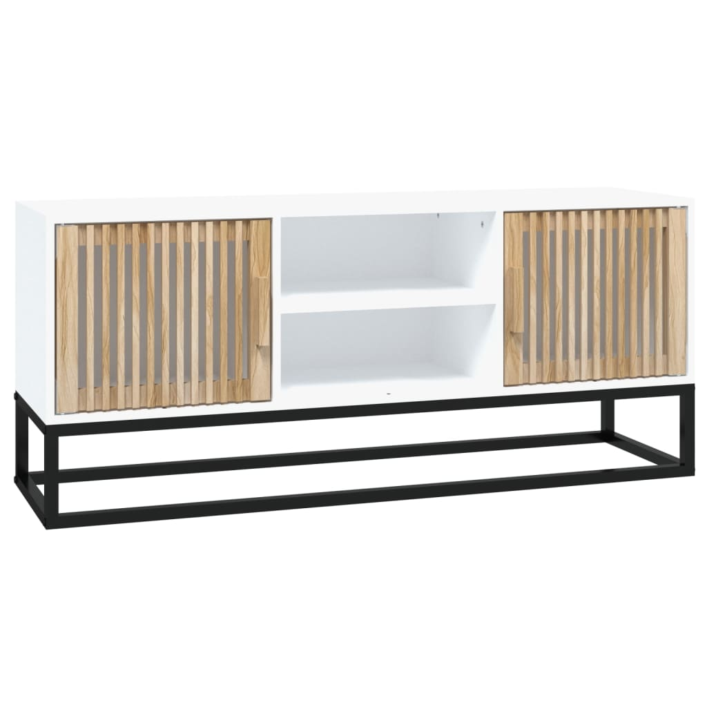 fehér szerelt fa és vas TV-szekrény 105x30x45 cm (352097)