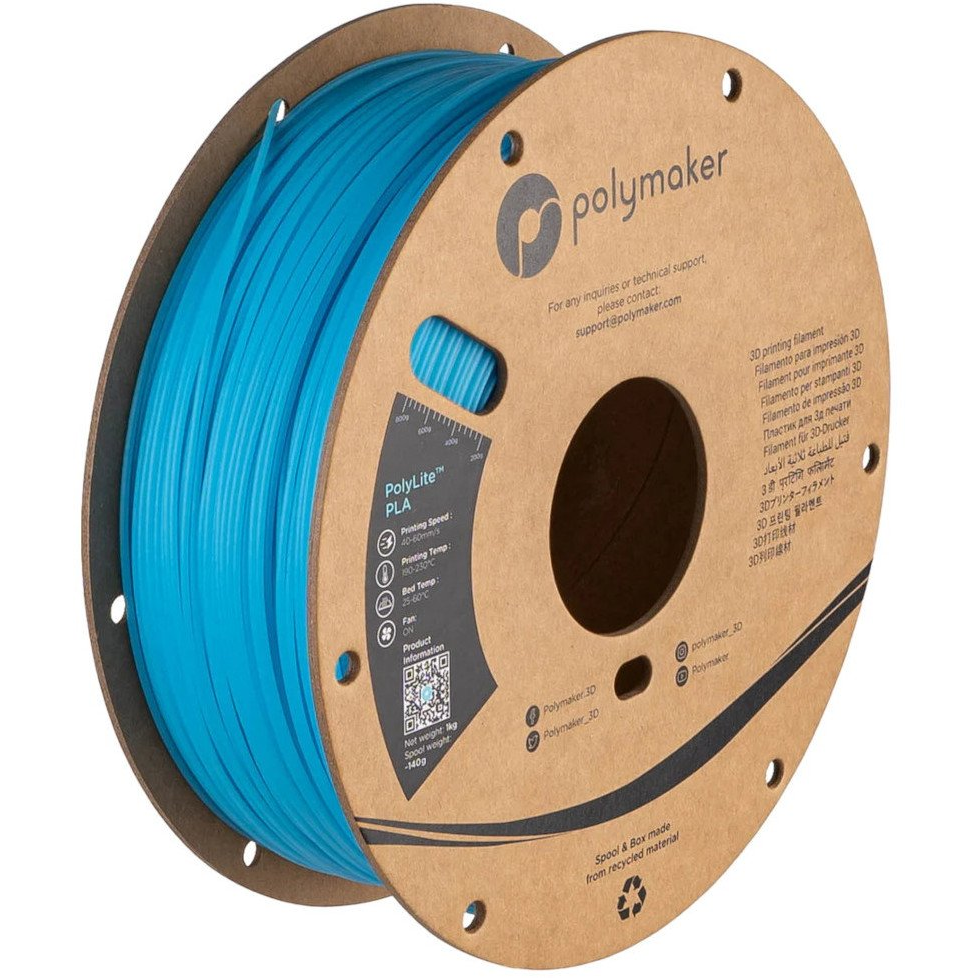 Polymaker PA02092 Luminous 3D nyomtatószál PLA műanyag utánvilágító 1.75 mm 1000 g Fényes kék PolyLite™ 1 db (PLM-25192)