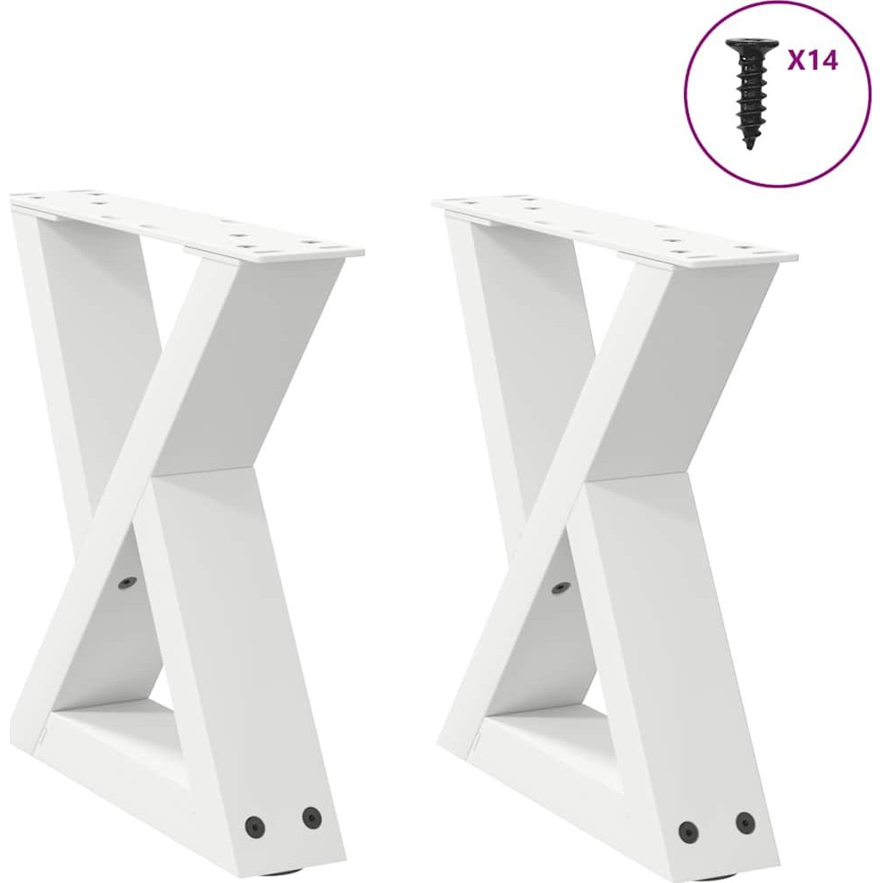 dohányzóasztal lábak 2 db Fehér 40x(30-31,3) cm Acél (4012681)