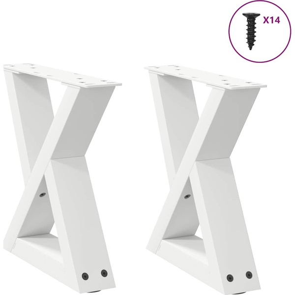 dohányzóasztal lábak 2 db Fehér 40x(30-31,3) cm Acél