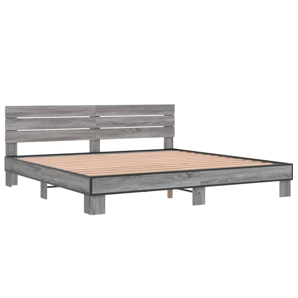 szürke sonoma szerelt fa és fém ágykeret 200 x 200 cm (3280130)
