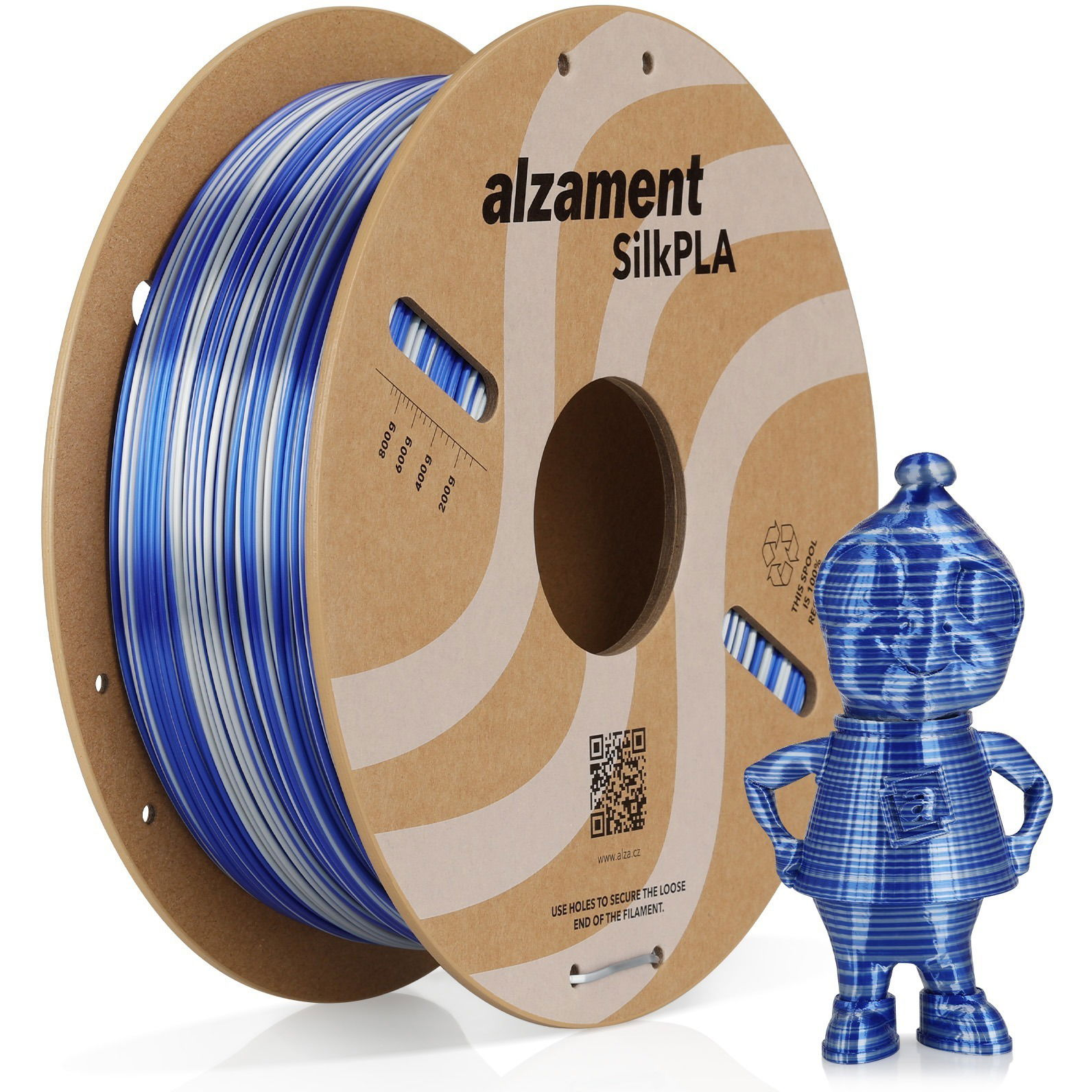 Alzament PLA Silk Candy 1 kg Blue + Silver (ALZMNTSC03)