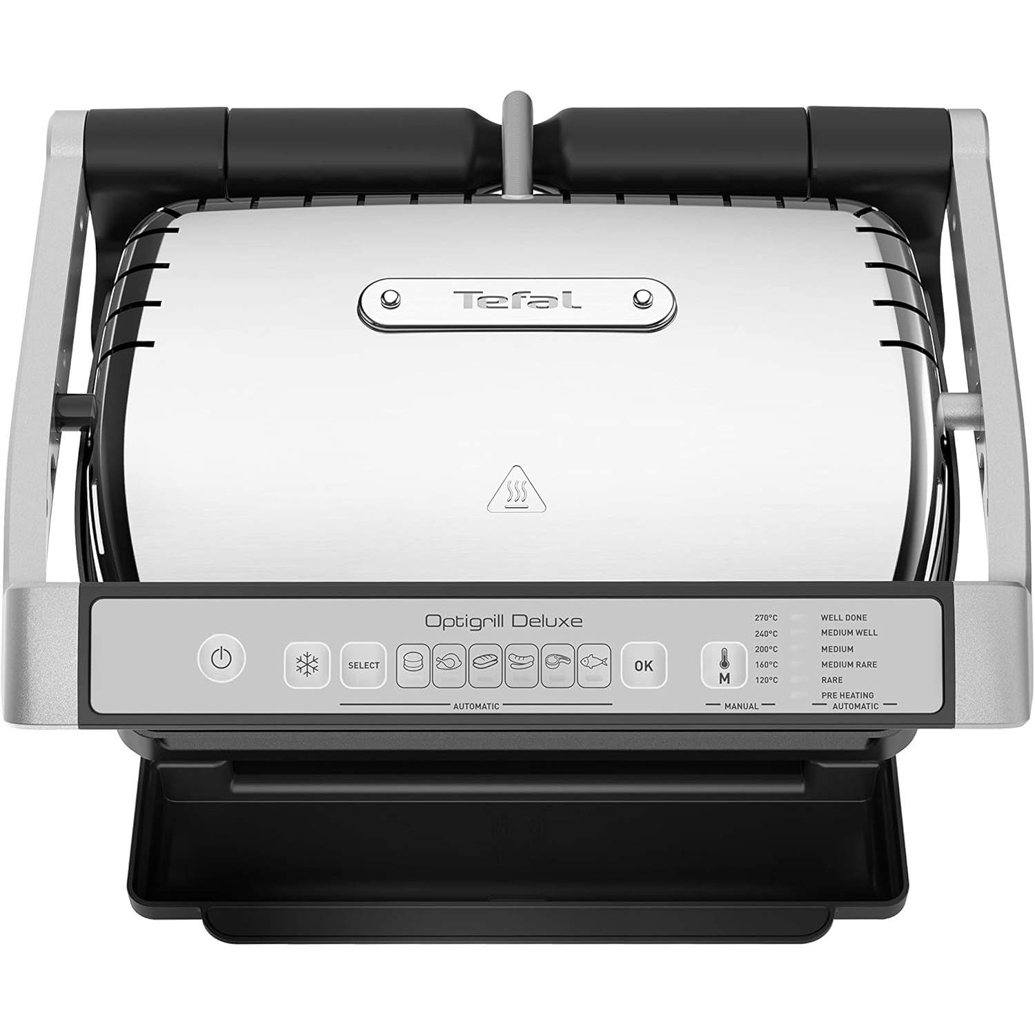 Tefal GC707D Kontakt grill Elektromos Nemesacél, Fekete (3168430303591)