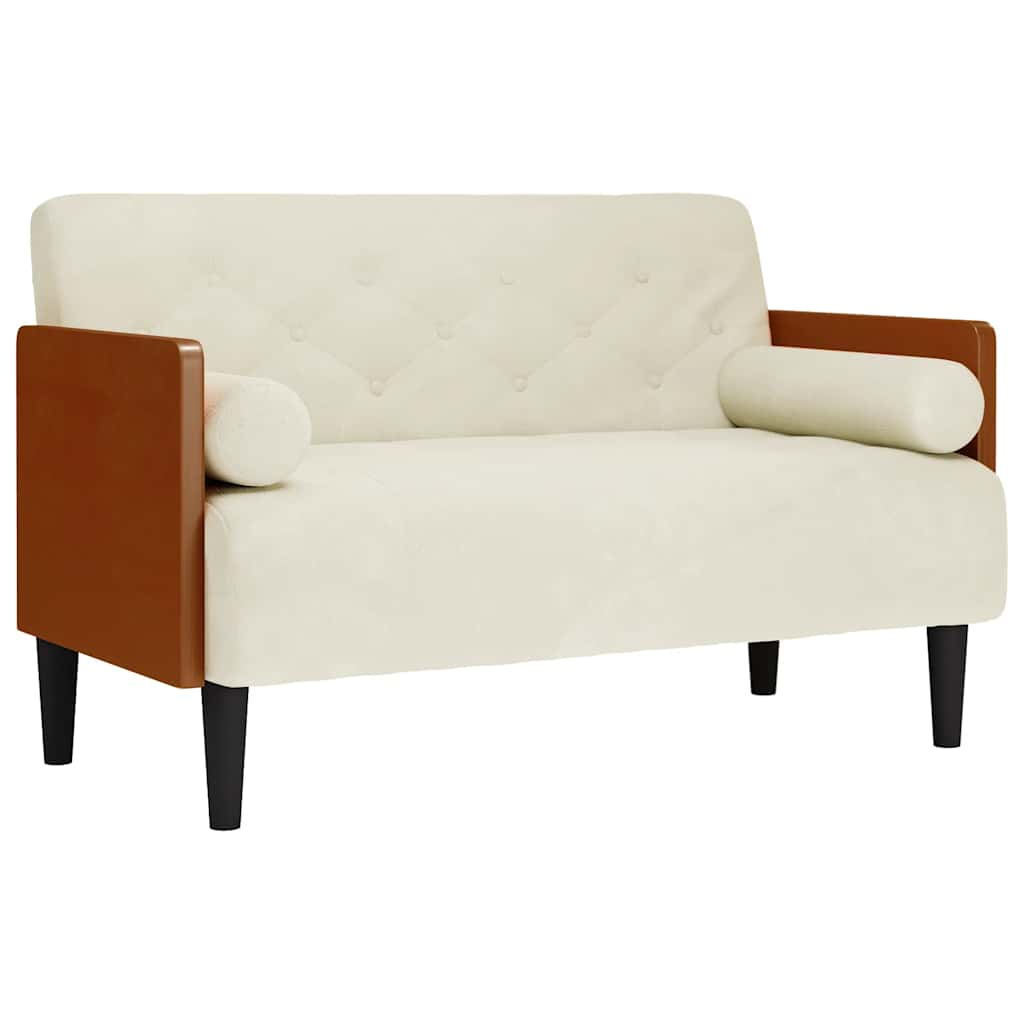 krém bársony loveseat kanapé párnákkal 110 cm (4100605)