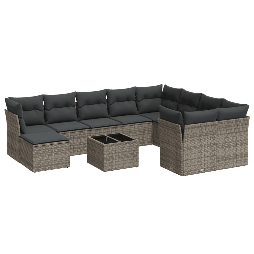 11 részes szürke polyrattan kerti ülőgarnitúra párnákkal (3250439)