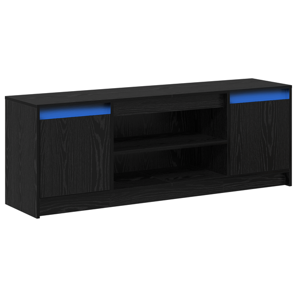 vidaXL Szafka RTV z LED w Czarnym Dębie, 139,5x34x50 cm, Zrobiona z Drewna Inżynieryjnego