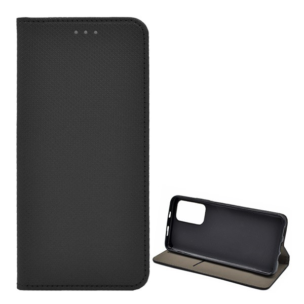 Tok álló, bőr hatású (FLIP, oldalra nyíló, asztali tartó funkció, rombusz minta) FEKETE [Xiaomi Poco M4 Pro 5G] (5996591124094)