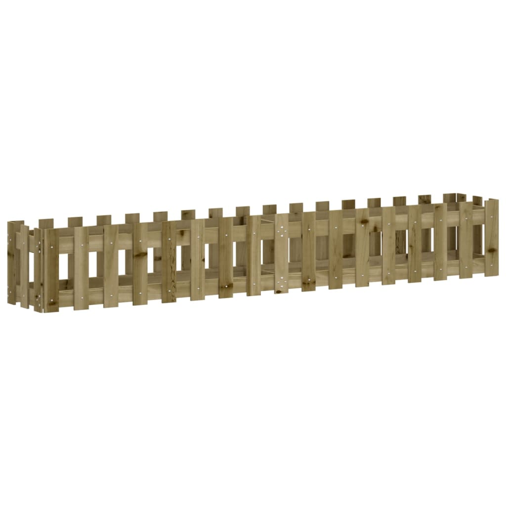 impregnált fenyőfa kerti magaságyás kerítéssel 200x30x30 cm (832506)