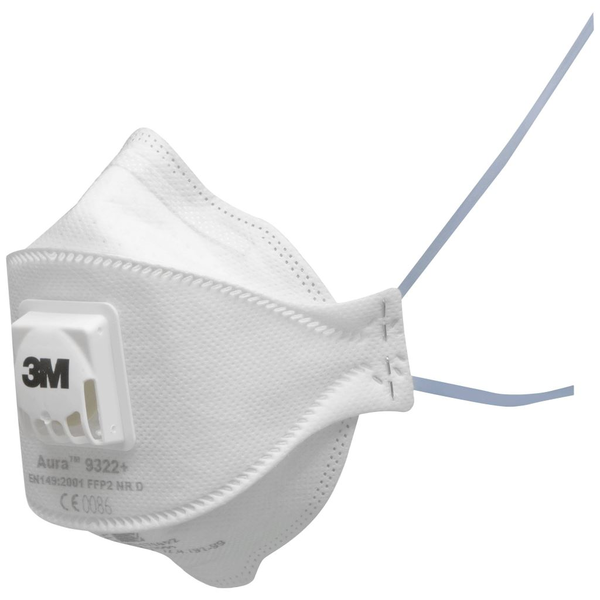 3M Aura 9322+ részecskeszűrő félálarc FFP2 D, szelepes, 10 db