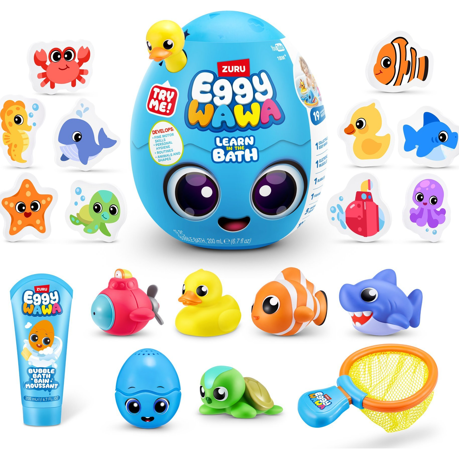 Eggy Wawa 15101 fürdőszobai játék és matrica Állat fürdőjáték Többszínű (15101)
