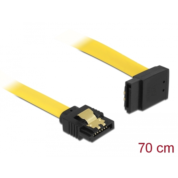 Kabel SATA 6Gb/s prosty skierowany do góry 70cm żółty Delock 82812