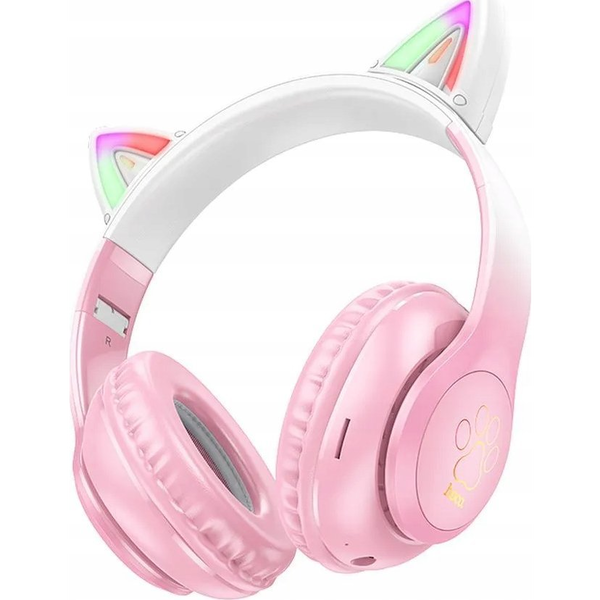 Căști Bluetooth Hoco W42 cu urechi de pisică, roz