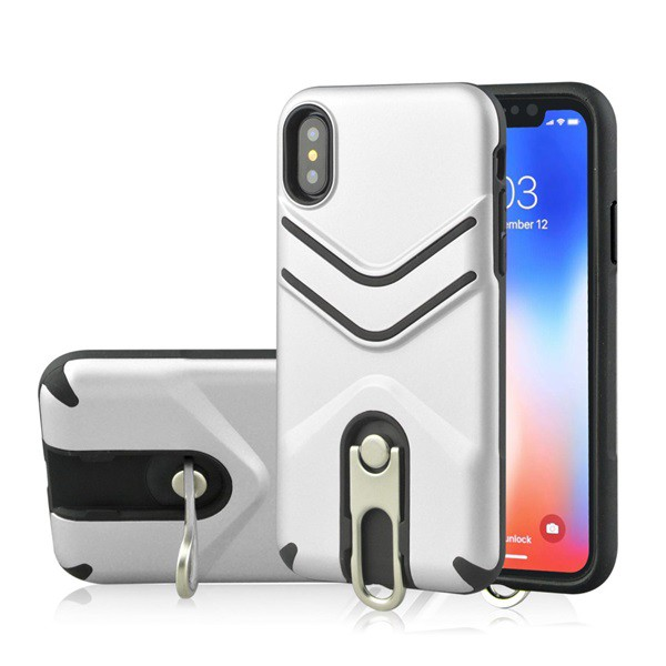 Defender műanyag telefonvédő (közepesen ütésálló, gumírozott, fém kitámasztó) EZÜST [Apple iPhone XR 6.1] (5996457801220)