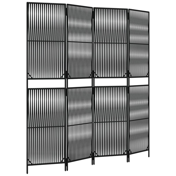 fekete 4-paneles polyrattan térelválasztó