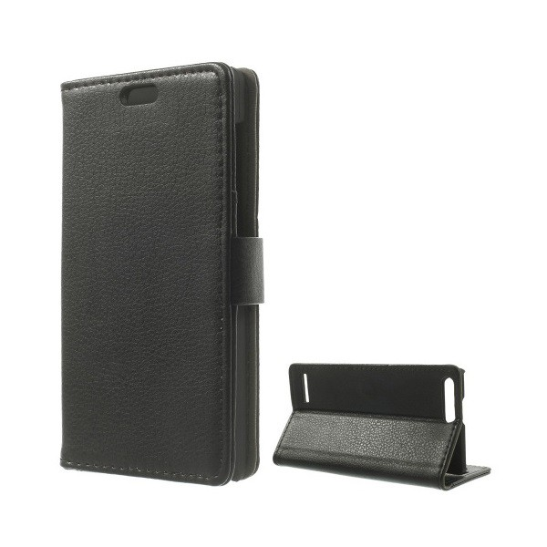 Tok álló, bőr hatású (FLIP, oldalra nyíló, asztali tartó funkció, prémium) FEKETE [Huawei Ascend G6 LTE 4G] (5996457483938)