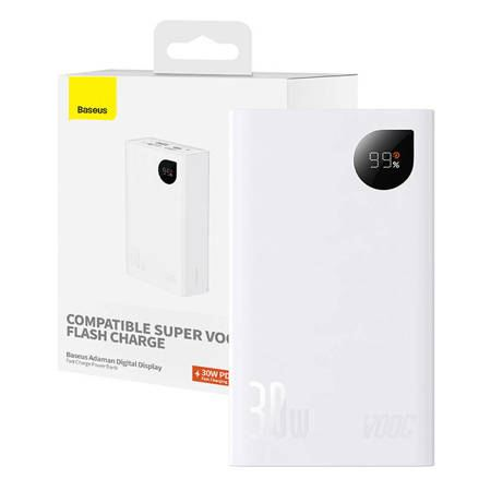 Преносима батерия Baseus Adaman 2, 20000mAh, 30W, бяла