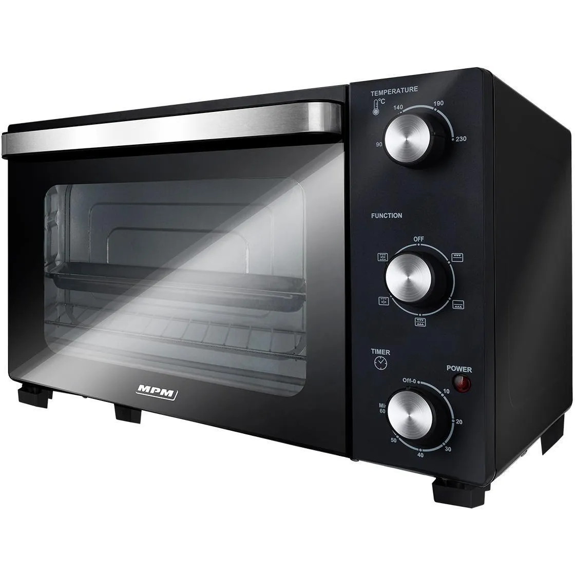 MPM MPE-14 kompakt Elektromos mini sütő 22L 1300 Watt - Fekete (MPE-14)