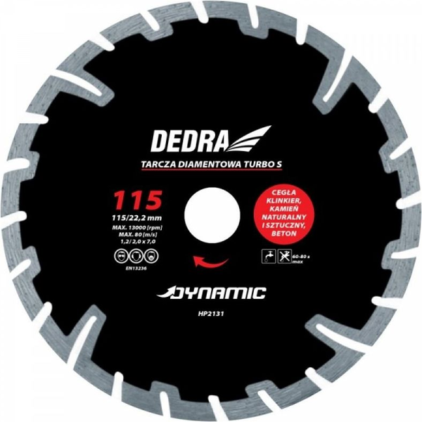  Dedra Tarcza diamentowa TURBO S dynamic 230mm 22.2mm (HP2136)