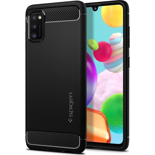 Samsung A415F Galaxy A41 ütésálló hátlap - Spigen Rugged Armor - fekete