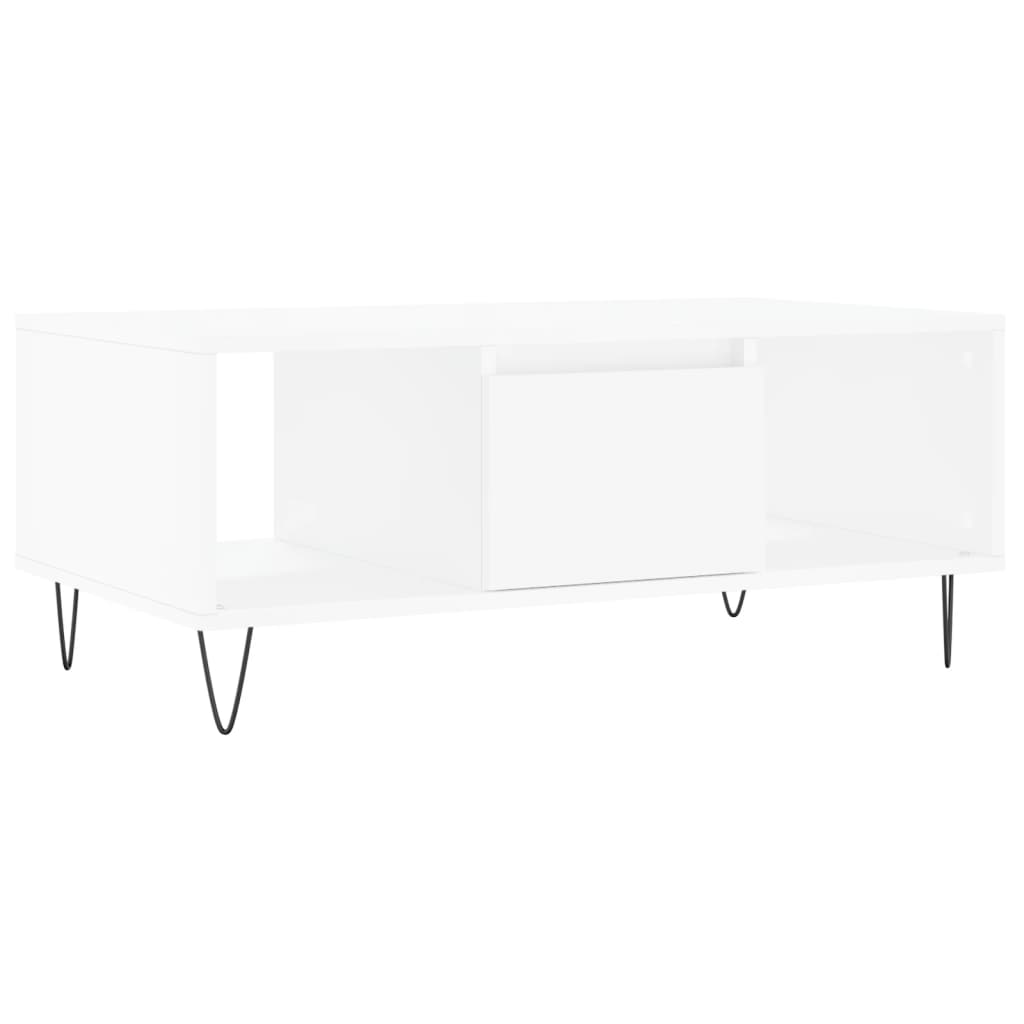 fehér szerelt fa dohányzóasztal 90 x 50 x 36,5 cm (830588)