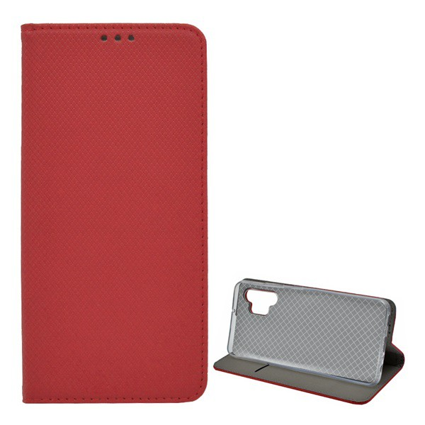 Tok álló, bőr hatású (FLIP, oldalra nyíló, asztali tartó funkció, rombusz minta) PIROS [Samsung Galaxy A32 4G (SM-A325)] (5996591048451)