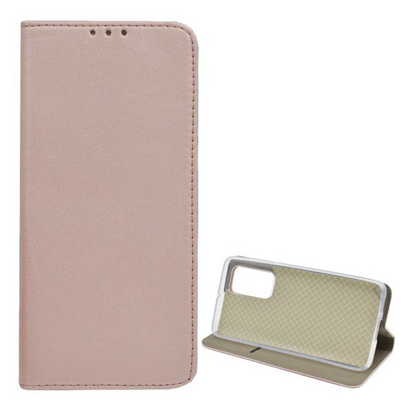 Tok álló, bőr hatású (FLIP, oldalra nyíló, asztali tartó funkció) ROZÉARANY [Huawei P40] (5996457974566)