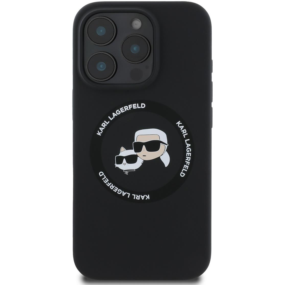 Karl Lagerfeld Liquid Silicone K&CH Heads MagSafe iPhone 16 Pro Black tok (KLHMP16LSKCHTCK)