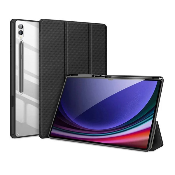 Dux Ducis TOBY tok álló, bőr hatású (aktív FLIP, oldalra nyíló, TRIFOLD, asztali tartó, ceruza tartó) FEKETE Samsung Galaxy Tab S9 Ultra LTE (SM-X916) / Galaxy Tab S9 Ultra WIFI (SM-X910) / Galaxy Tab (GP-162923)
