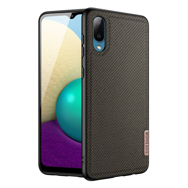 Samsung Galaxy A02 SM-A022F, Пластмасов заден капак + силиконова рамка, светлоотразителен плат заден капак, мрежест модел, Dux Ducis Fino, зелен (105615)