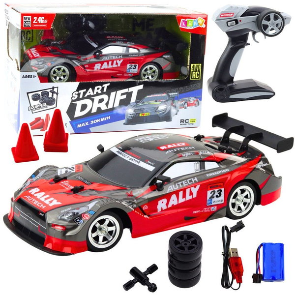 Versenyautó Drift Car RC Piros Fekete 30km/h 1_16