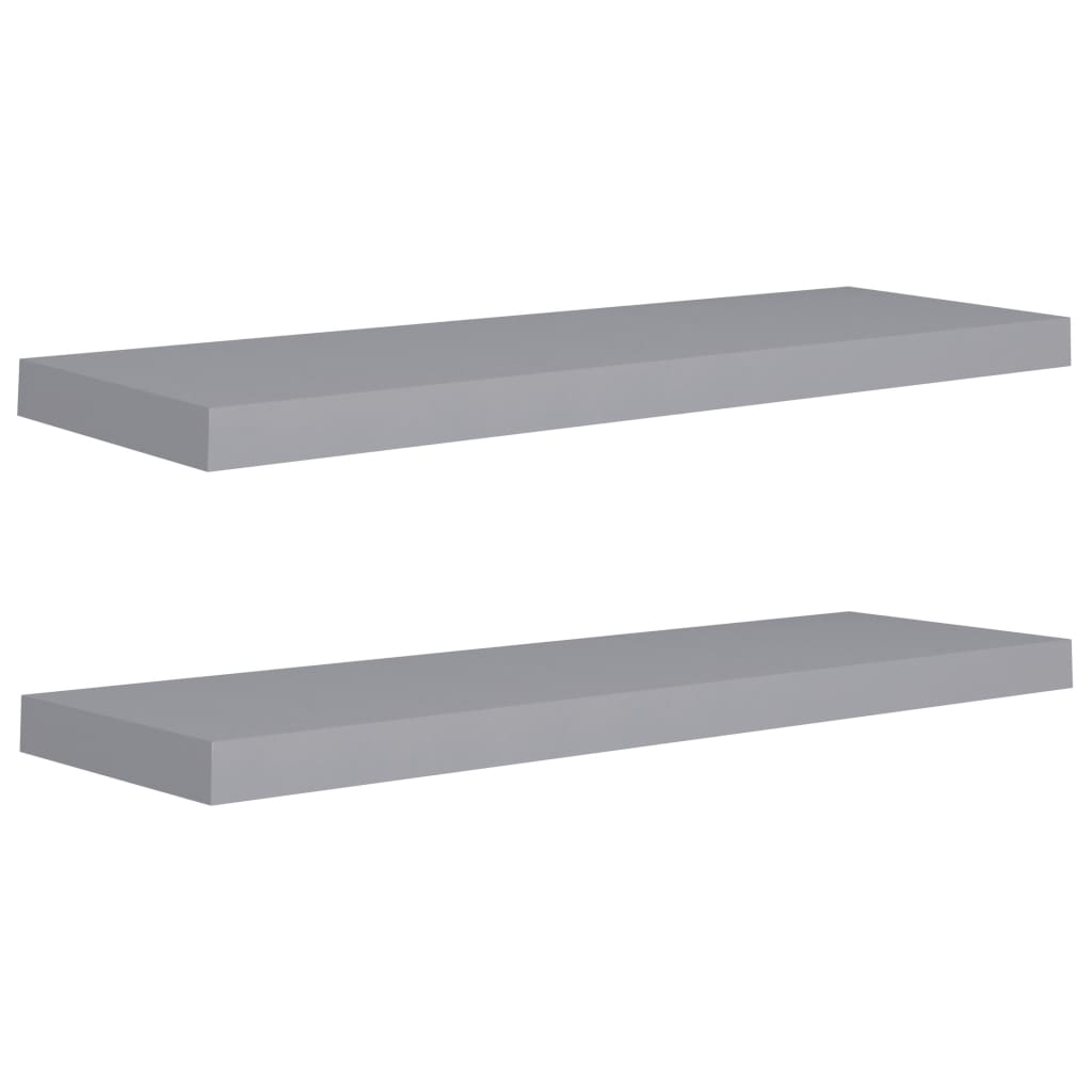 2 db szürke MDF fali polc 80 x 23,5 x 3,8 cm (323857)