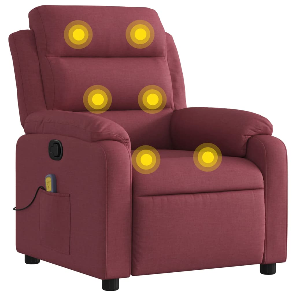 bordó dönthető szövet masszázsfotel (373477)