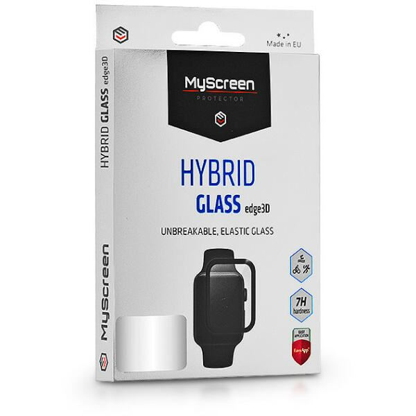 MyScreen Apple Watch Series 6/SE (44 mm) üveg képernyővédő fólia - Protector Hybrid Glass Edge 3D - 1 db/csomag - fekete (LA-1878)