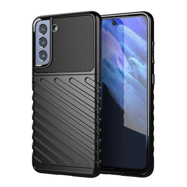 Szilikon telefonvédő (közepesen ütésálló, csíkos, dombor minta) FEKETE [Samsung Galaxy S21 FE (SM-G990)] (5996591086934)